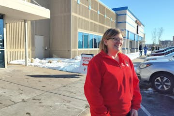 Federation President Leah VanDassor, who stopped to talk to reporters Thursday outside the Carpenters Union building where St. Paul teachers voted ove