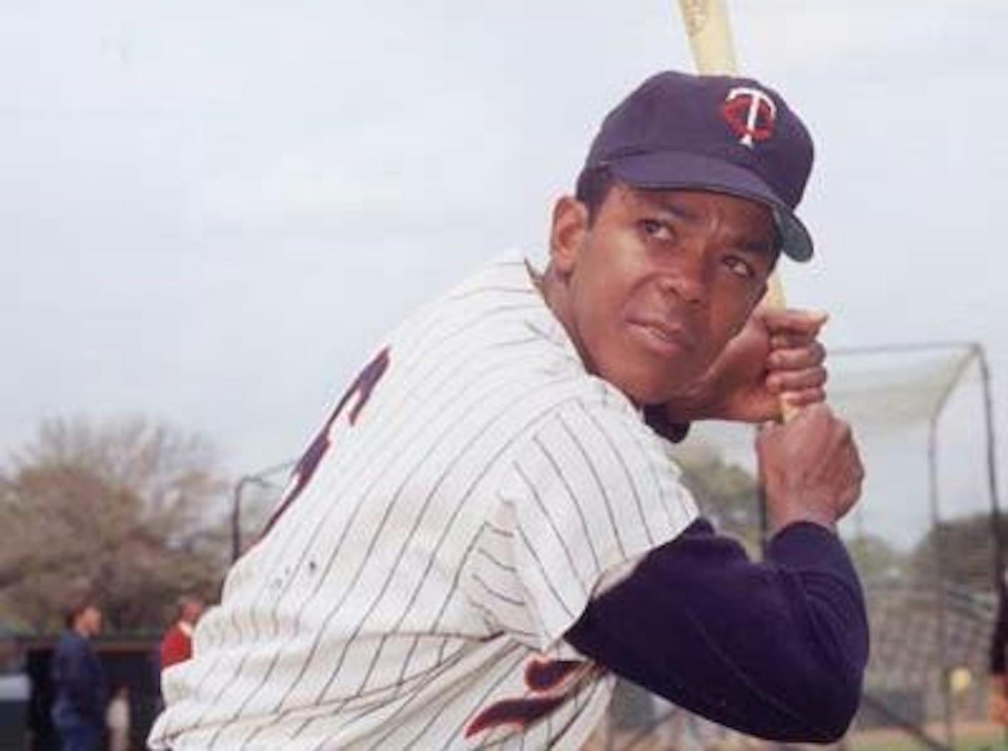 circa 1965: Portrait of Minnesota Twins outfielder Tony Oliva posing in a batting stance, wearing his uniform, 1960s. (Photo by Photo File/Getty Images)