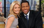 Michael Strahan, right, and Kelly Ripa on "Live!"