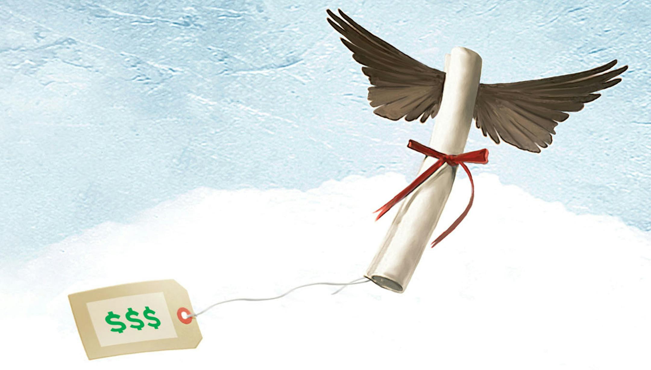 Illustration: The rising cost of a college education.