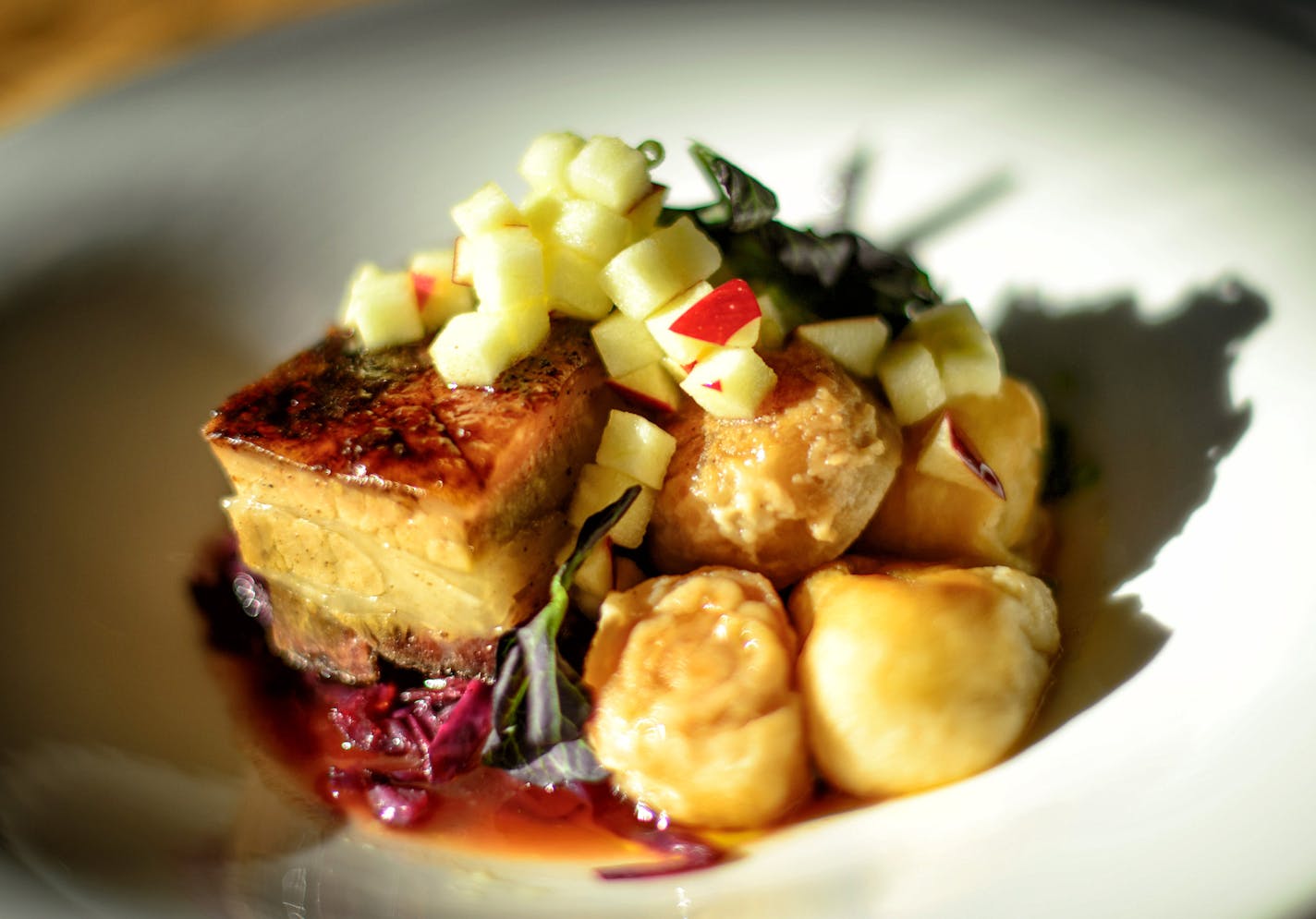 Pork brisket, rutabaga, sourdough dumplings, honey crisp. ] GLEN STUBBE * gstubbe@startribune.com Friday, January 23, 2015 Restaurant review: The Third Bird, restaurateur Kim Bartmann's terrific entry into Loring Park, with a menu by chef Lucas Almendinger and a wine list managed by Bill Summerville. 2 1/2 to 3 stars.