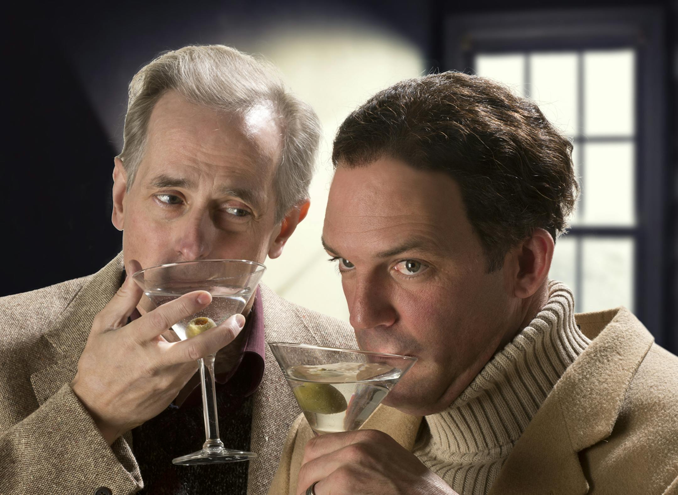 Steve Hendrickson as Sidney Bruhl and Michael Booth as Clifford Anderson in "Death Trap" at the Jungle Theater. PHOTO CREDIT: Drew Trampe