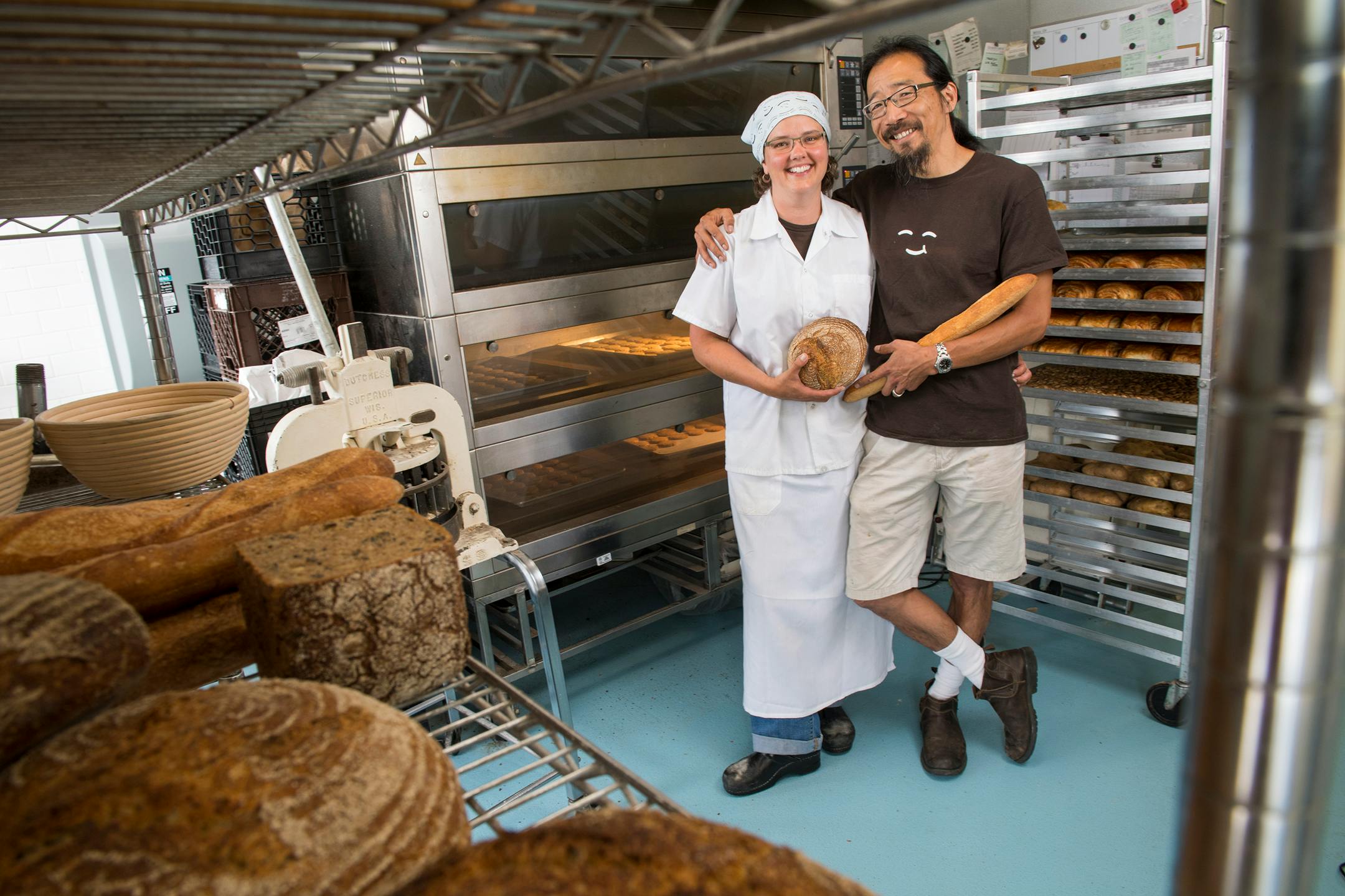 Solveig Tofte, left, and Martin Ouimet, co-owners of Sun Street Breads, stood for a portrait at their restaurant located at 4600 Nicollet Ave. ] Isaac Hale ï isaac.hale@startribune.com This year's Taste Fifty focuses on Nicollet Avenue, also know as "Eat Street" in Minneapolis.
