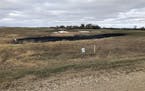 Affected land from a Keystone oil pipeline leak near Edinburg, N.D.