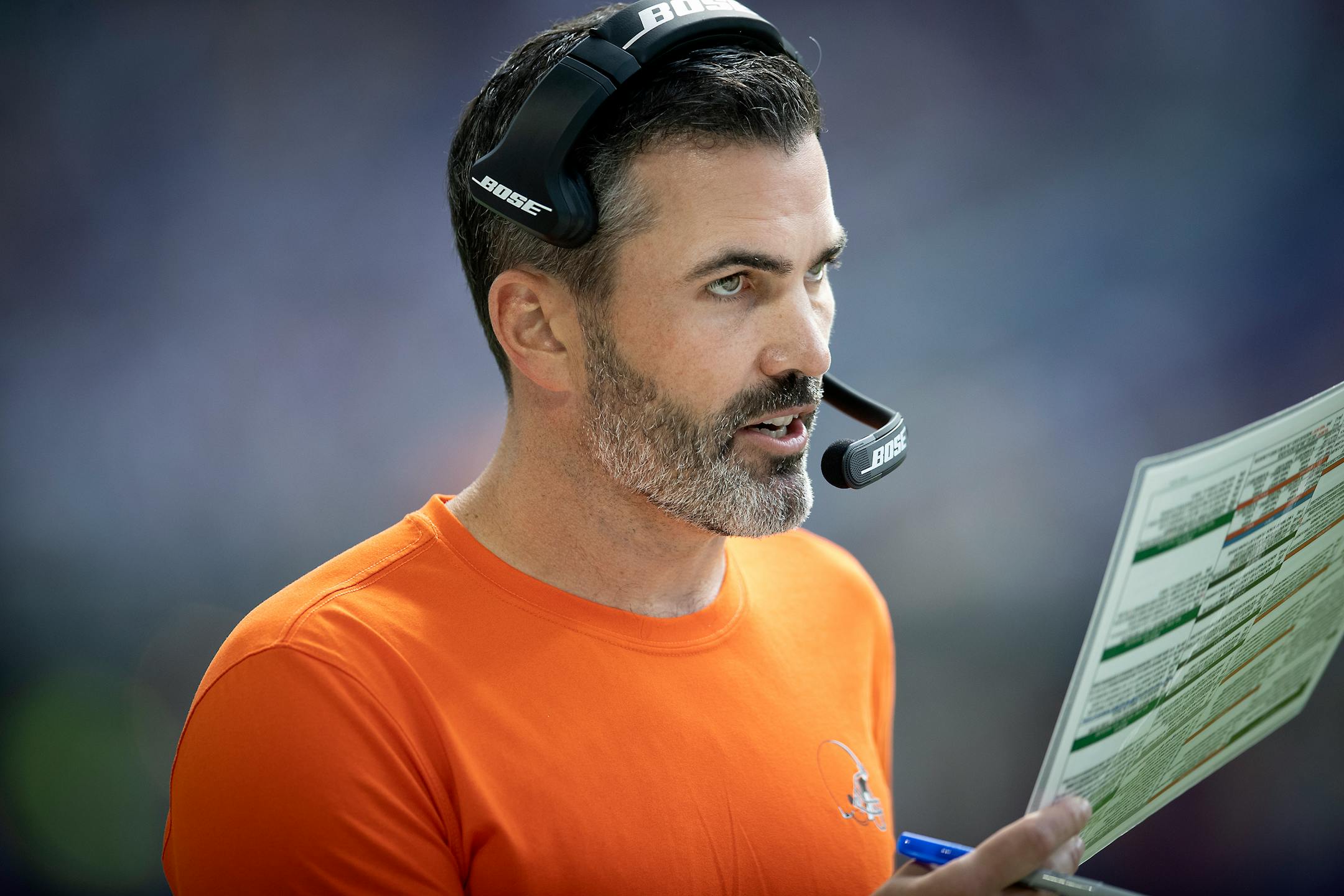 Browns Head Coach Kevin Stefanski in the second quarter.