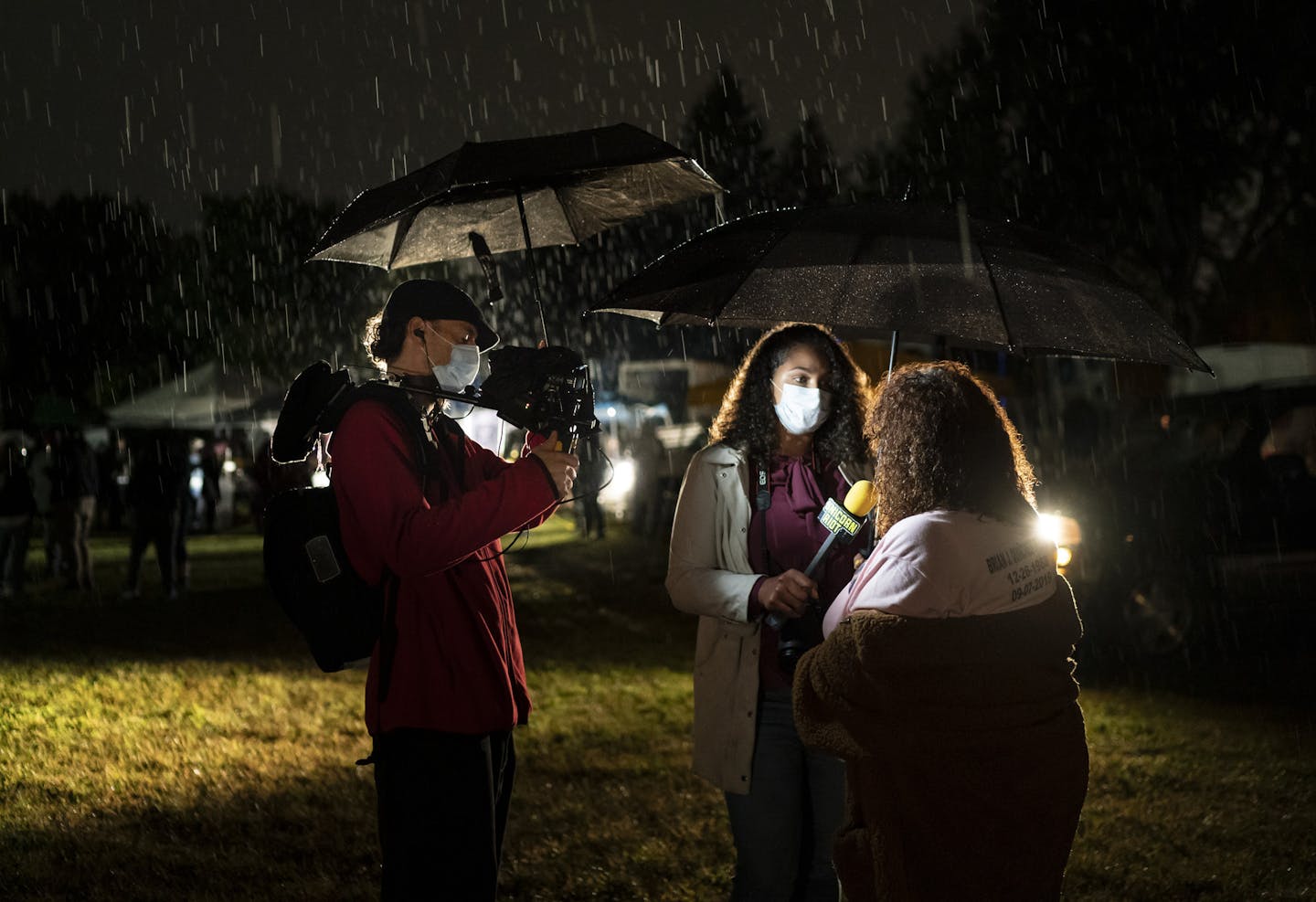 Unicorn Riot's Niko Georgiades filmed his colleague Georgia Fort interviewing Merry Rosario, mother of Brian Quinones, at a rally on the first anniversary of Quinones' fatal shooting by police in Richfield.