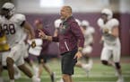 Minnesota's Head Coach P.J. Fleck took to the field for the first practice that was open to the public at the Athletes Village at the University of Mi
