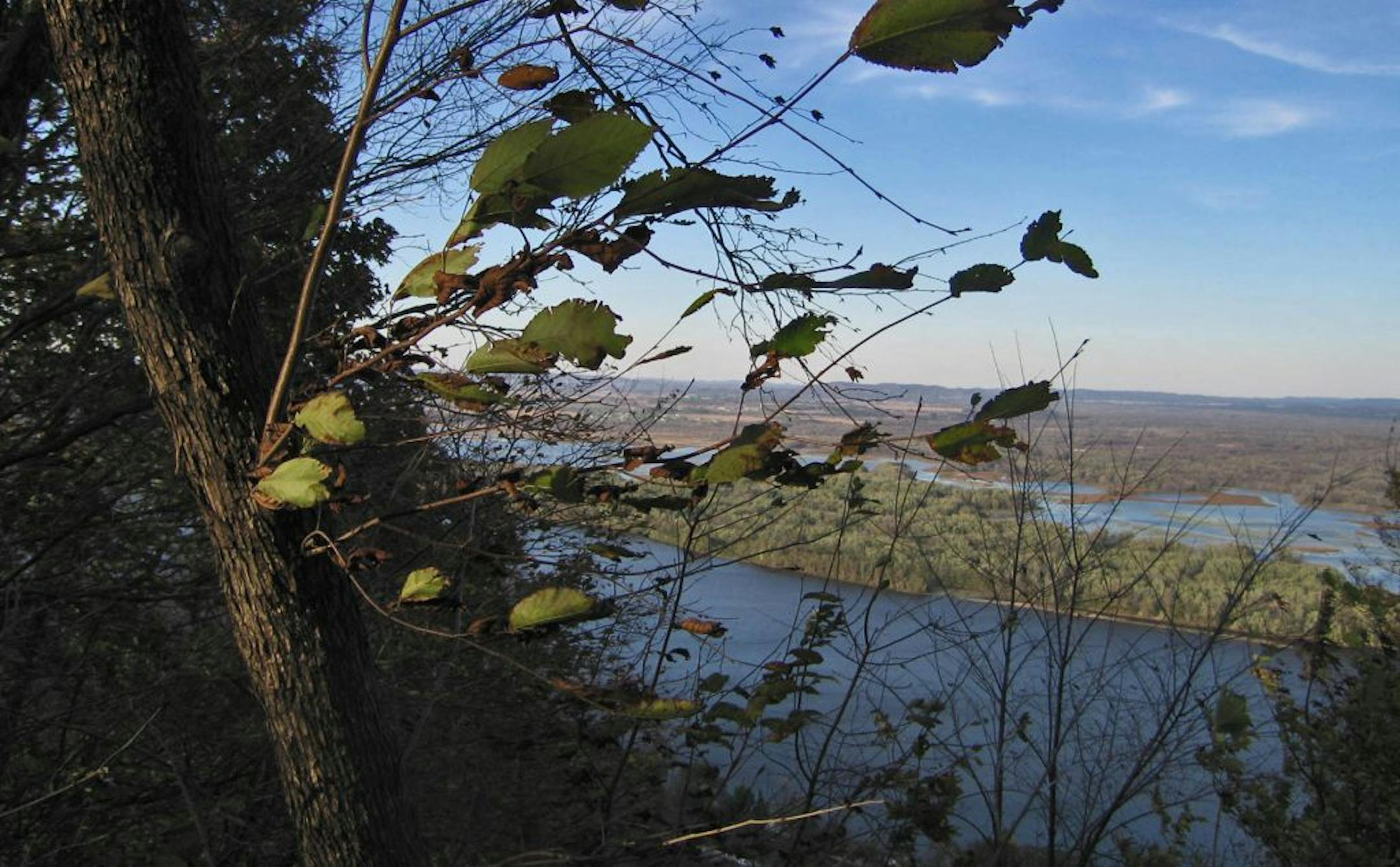 The Mississippi River as seen from an overlook at Great River Bluffs State Park, southeast of Winona, Minn.
