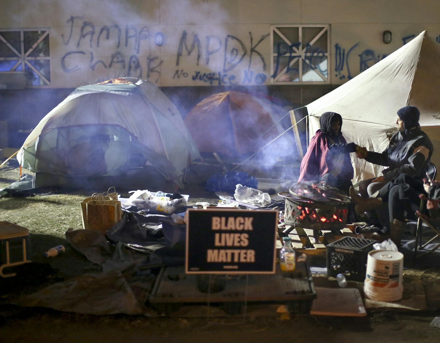 A rally after the shooting of Jamar Clark on Nov. 15 had turned into an encampment at Fourth Precinct headquarters by Nov. 19.