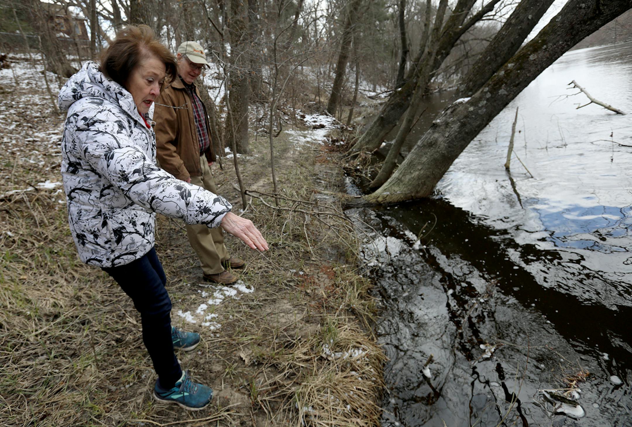 Cindy and Jim DeRuyter of Andover estimate that the Rum River has engulfed at least 4 feet of their property while uprooting plenty of trees and sending them downstream.