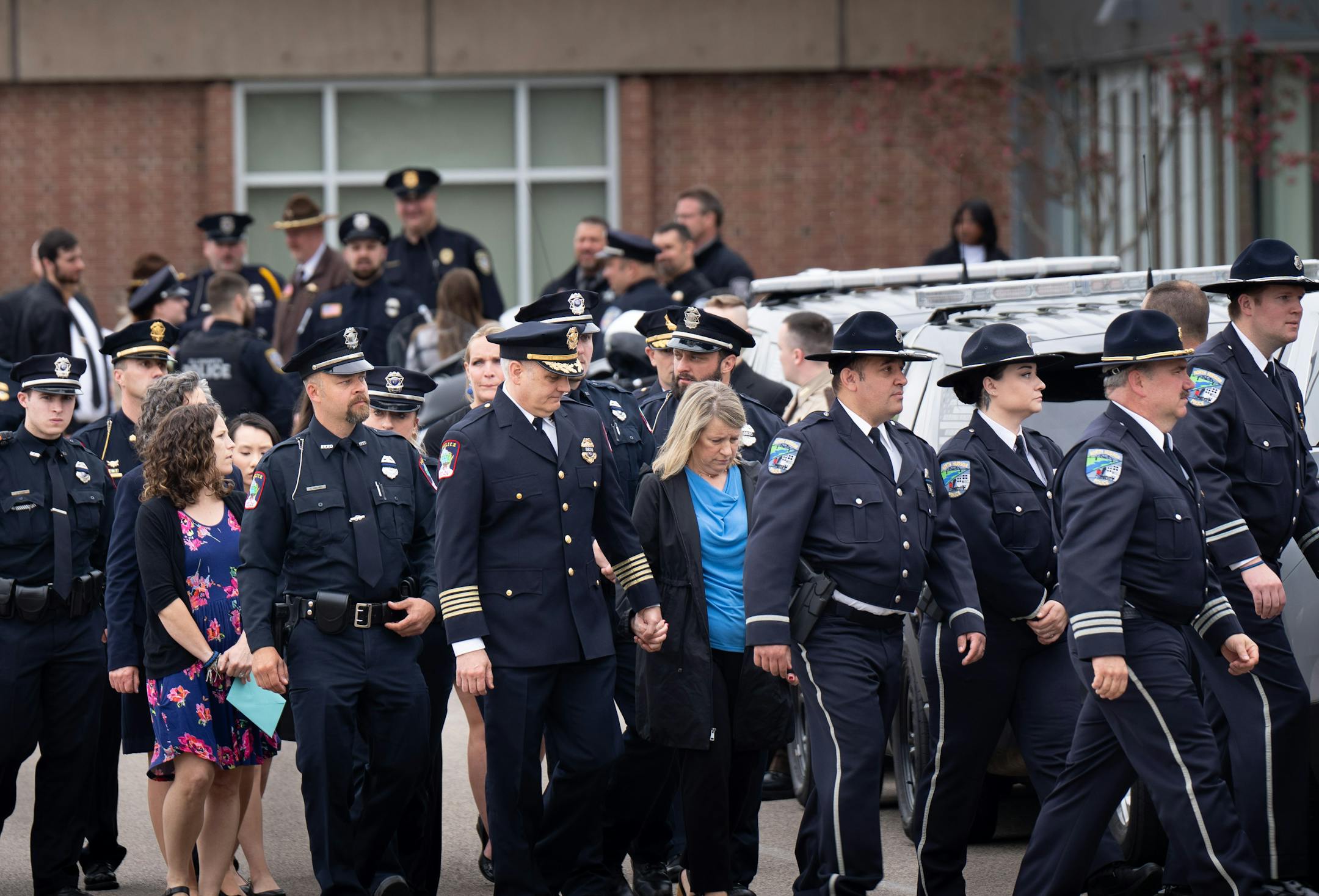 Hundreds of law enforcement officers from around the U.S. gathered for funeral services for St. Croix County Sheriff's Deputy Kaitie Leising on Friday, May 12, 2023, in Hudson, Wis.
