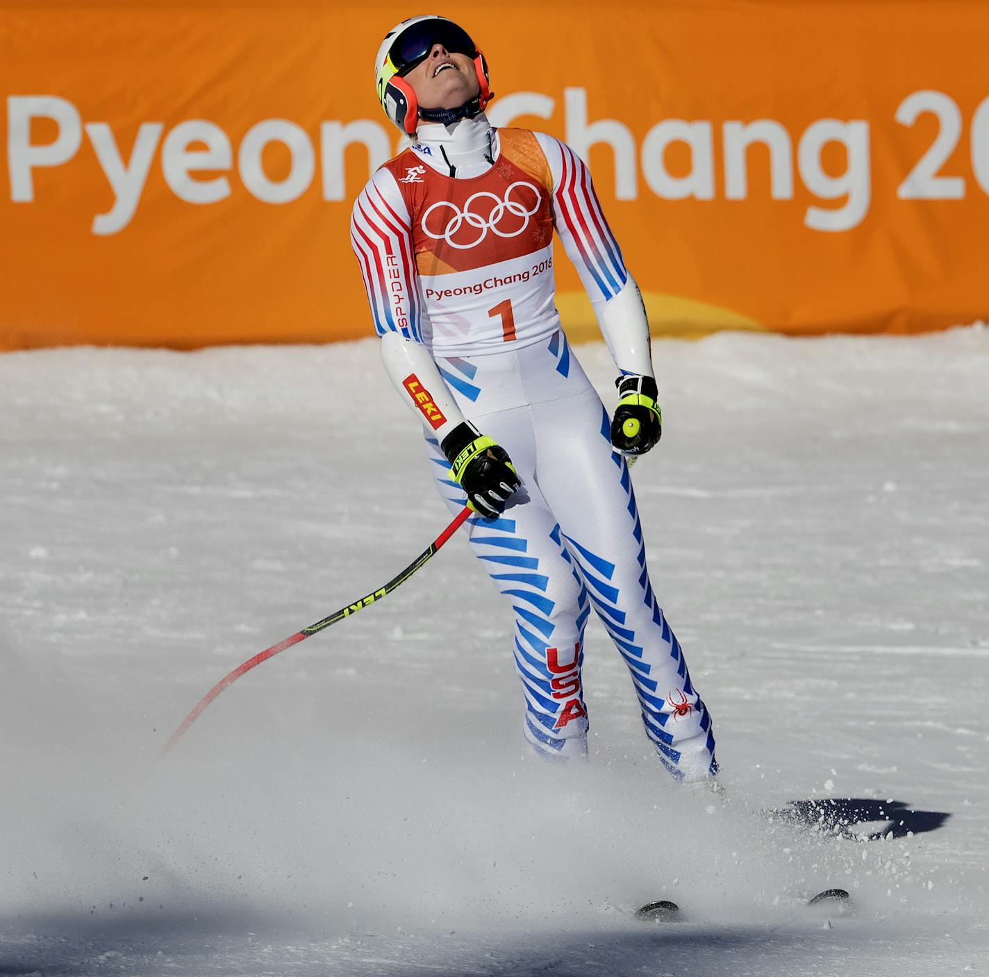 Lindsey Vonn after her run at the women's Super-G at Jeongseon Alpine Centre on Saturday. ] CARLOS GONZALEZ &#xef; cgonzalez@startribune.com - February 17, 2018, South Korea, 2018 Pyeongchang Winter Olympics, Biathlon - Jeongseon Alpine Centre, Women's Super G