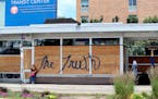 Windows were still broken out and boarded up at the Transit Center on Chicago Avenue near Lake Street in Minneapolis following the killing of George F