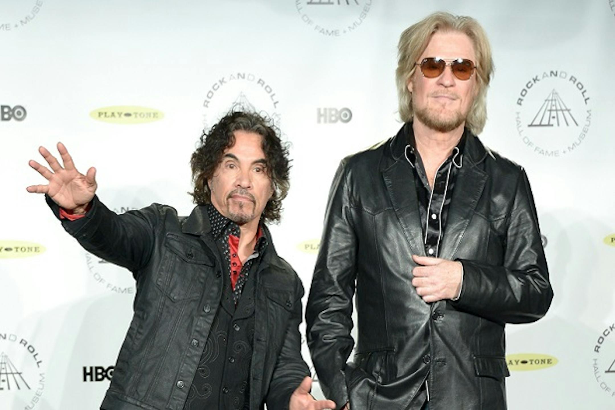Inductees John Oates (L) and Daryl Hall attend the 29th Annual Rock And Roll Hall Of Fame Induction Ceremony at Barclays Center of Brooklyn on April 10, 2014 in New York City.