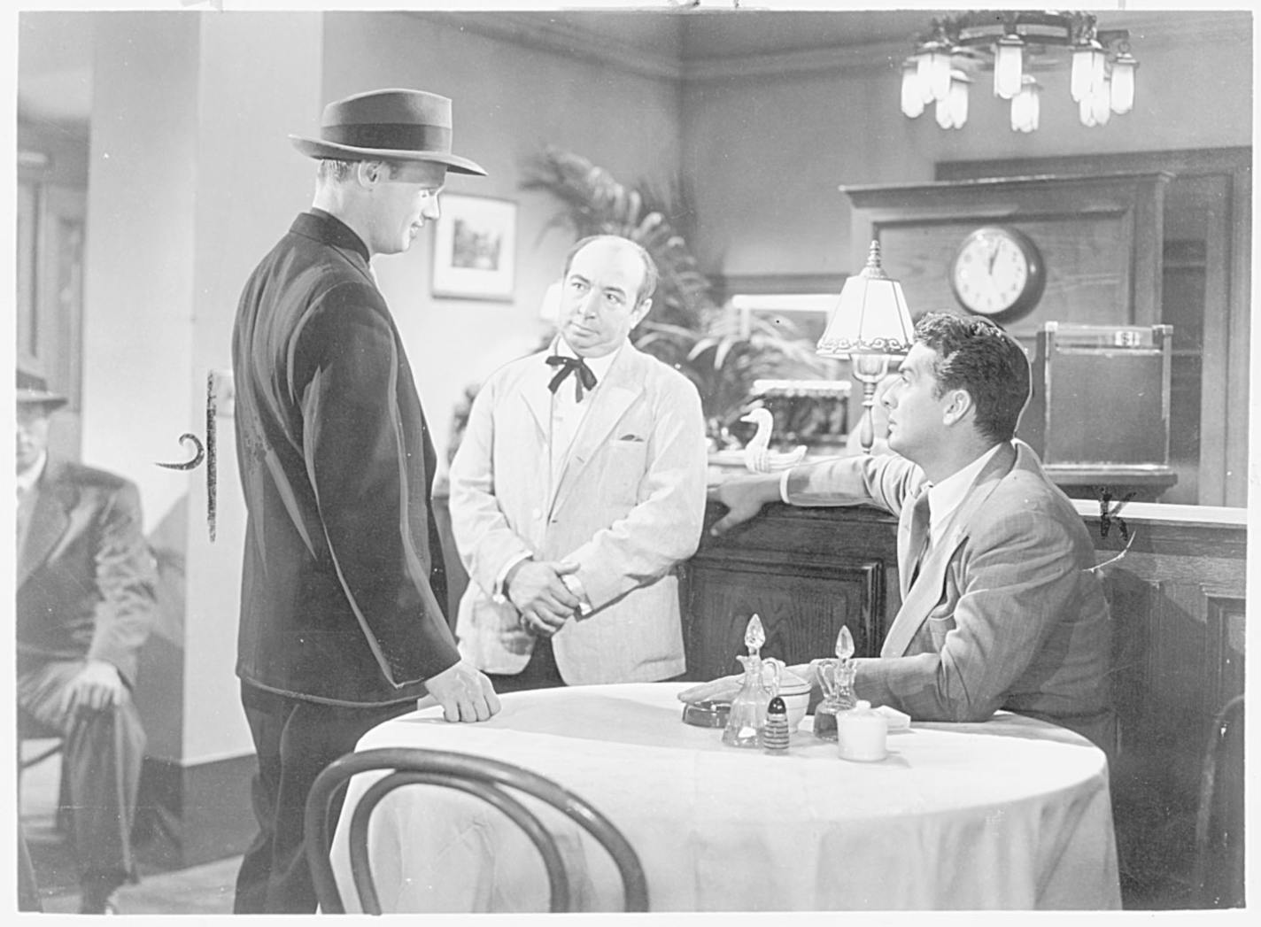 1947 movie "Kiss of Death" with Victor Mature, right, and Richard Widmark, left.