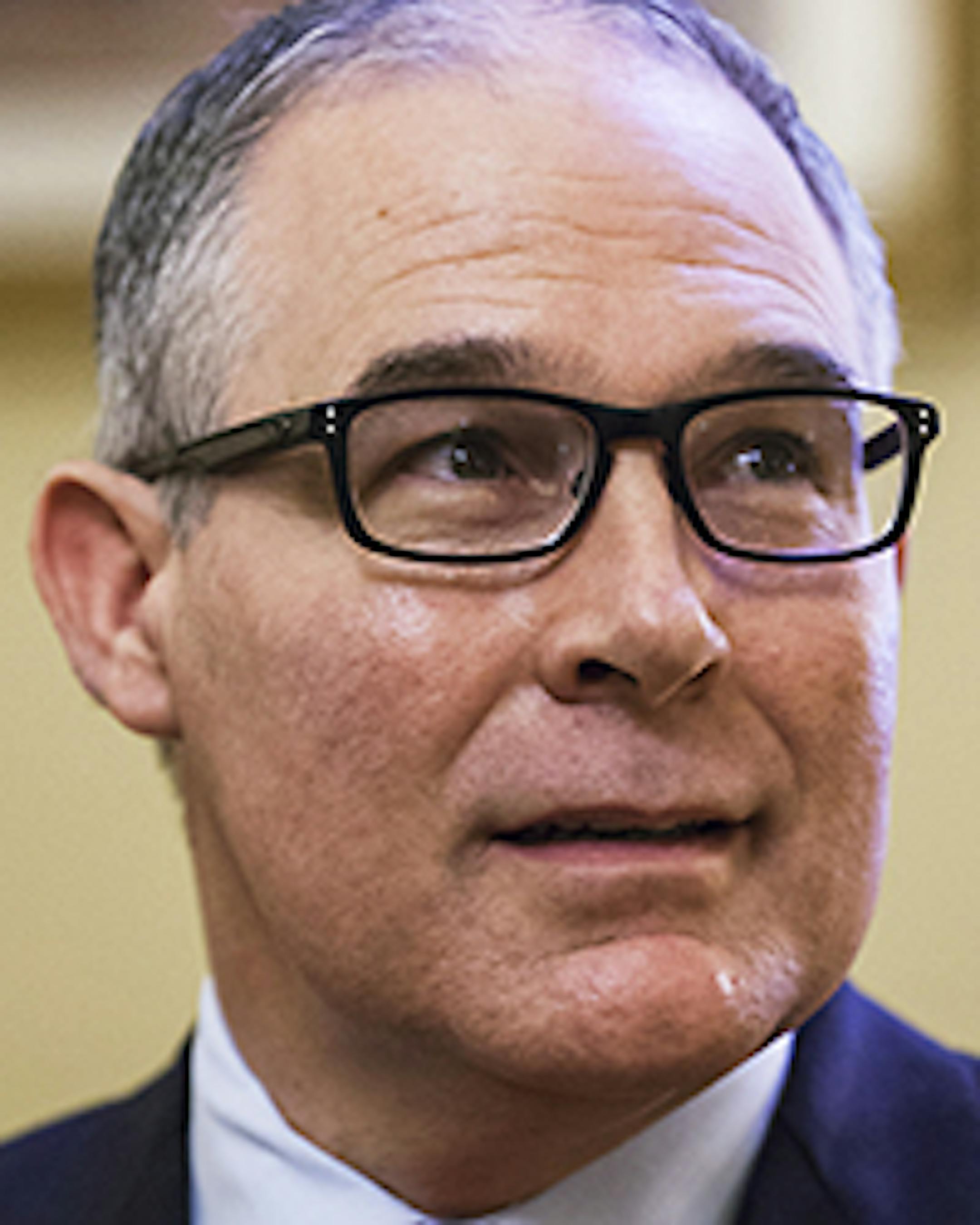 Environmental Protection Agency (EPA) Administrator-designate Scott Pruitt is pictured during a meeting with Senate Majority Leader Mitch McConnell (R-Ky.) on Capitol Hill in Washington, Friday, Jan. 6, 2017. (AP Photo/Zach Gibson)