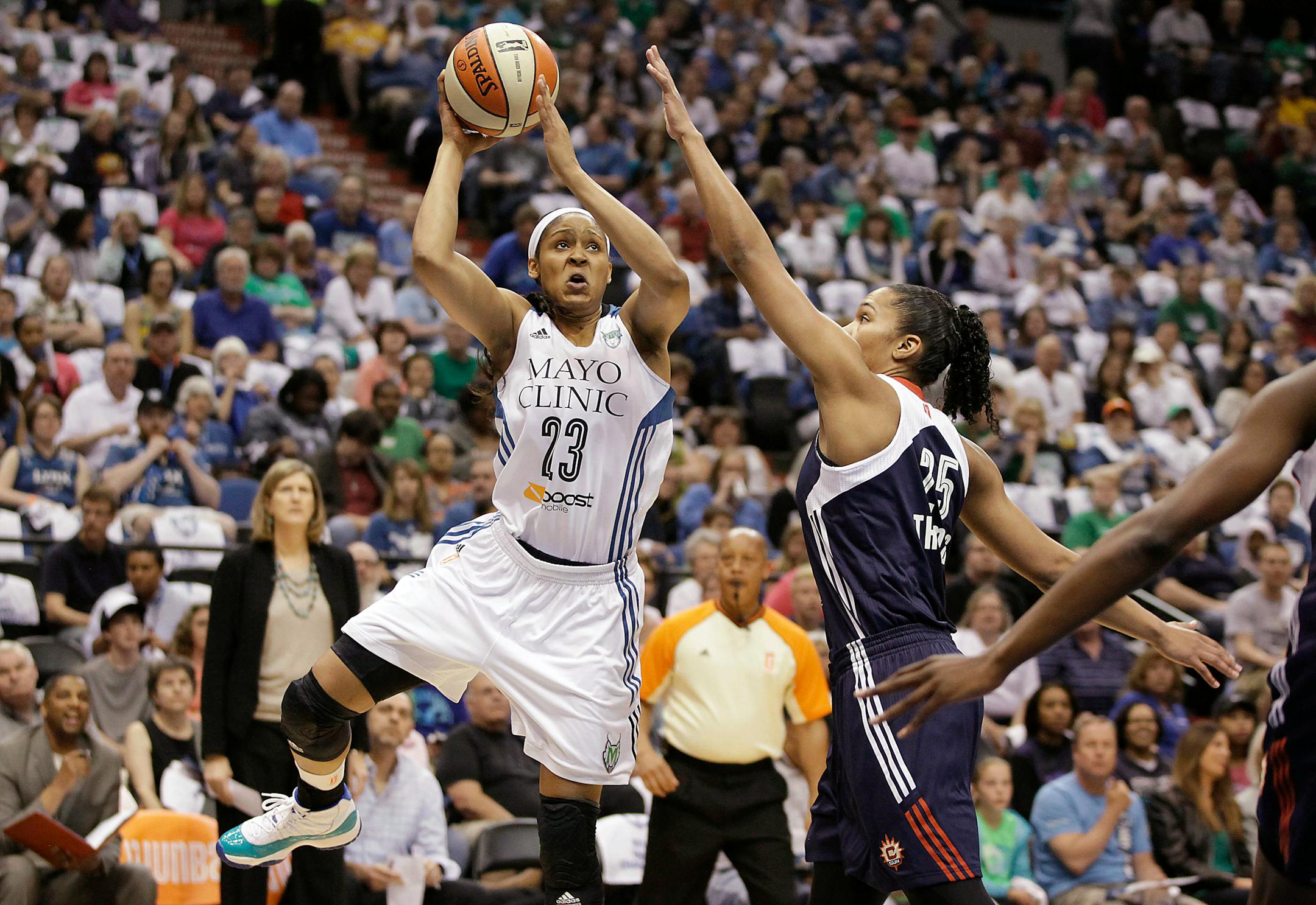 Lynx forward Maya Moore, shown earlier this season. The Lynx complete a tough stretch of game Sunday at Target Center against Indiana.