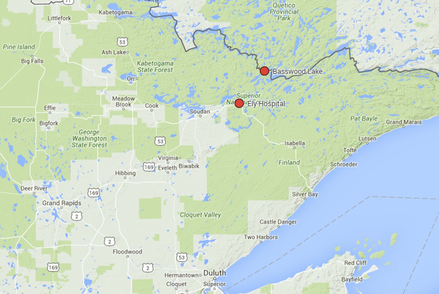 Two campers died in a storm in the Quetico Provincial Park, on the Canadian side of the Boundary Waters Canoe Area Wilderness. Injured campers were transported to the Ely, Minn. hospital.