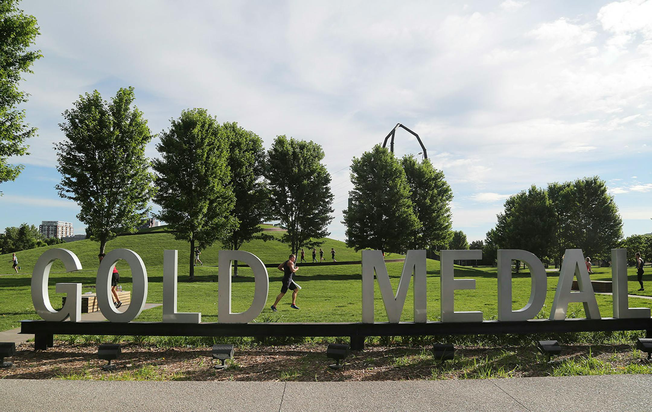 The Downtown Minneapolis Neighborhood Association has worked in conjunction with the Gold Medal Park Foundation in order to offer up free yoga classes for the growing population of Minneapolis. Here, participants in a fitness boot camp work out Saturday, June 17, 2017, in Gold Medal Park in Minneapolis, MN.