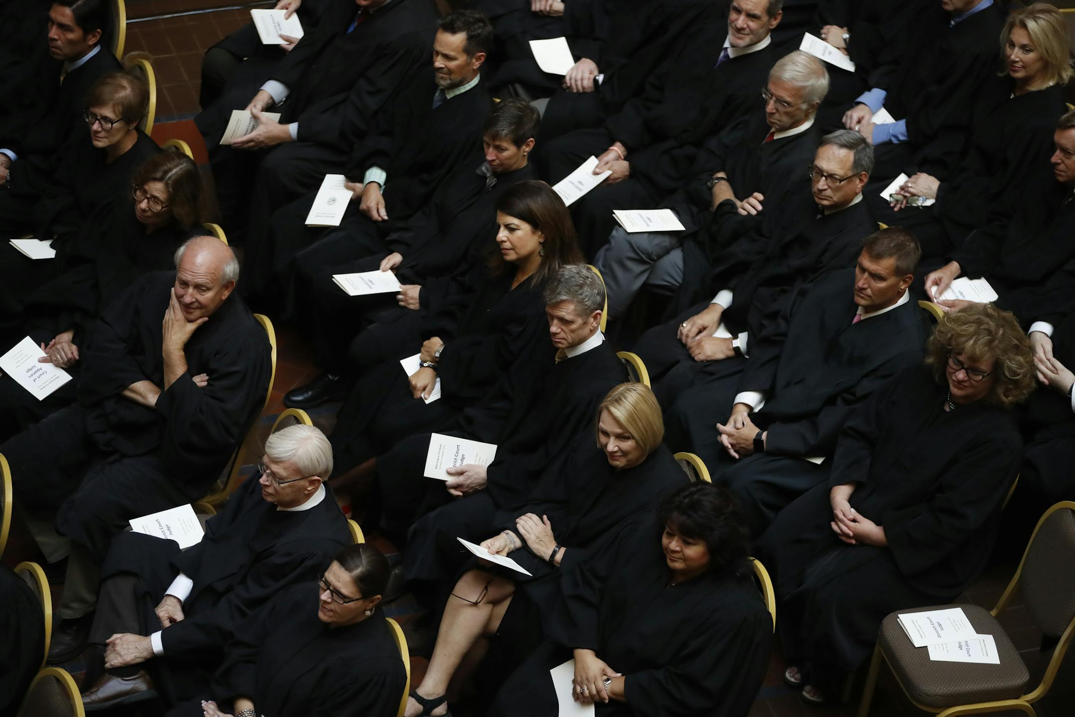 Judges sat together on the right aisle .] Gov. Mark Dayton will provide remarksat the Minnesota Supreme Court Public Investiture Ceremony forRichard Tsong-Taatarii&#xef;rtsong-taatarii@startribune.com