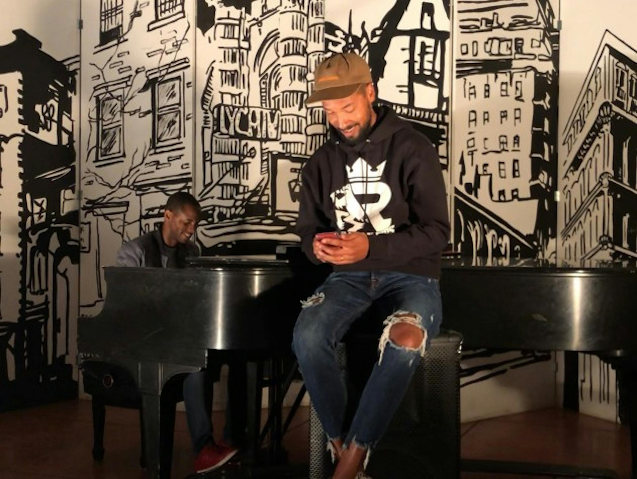 Herb Ronnell and Pat Devon during video shoot for "A Big Change"