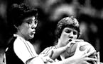 Annie Adamczak Glavan, left, was the 1982 Miss Basketball as a senior at Moose Lake, where her basketball, volleyball and softball teams all went unde
