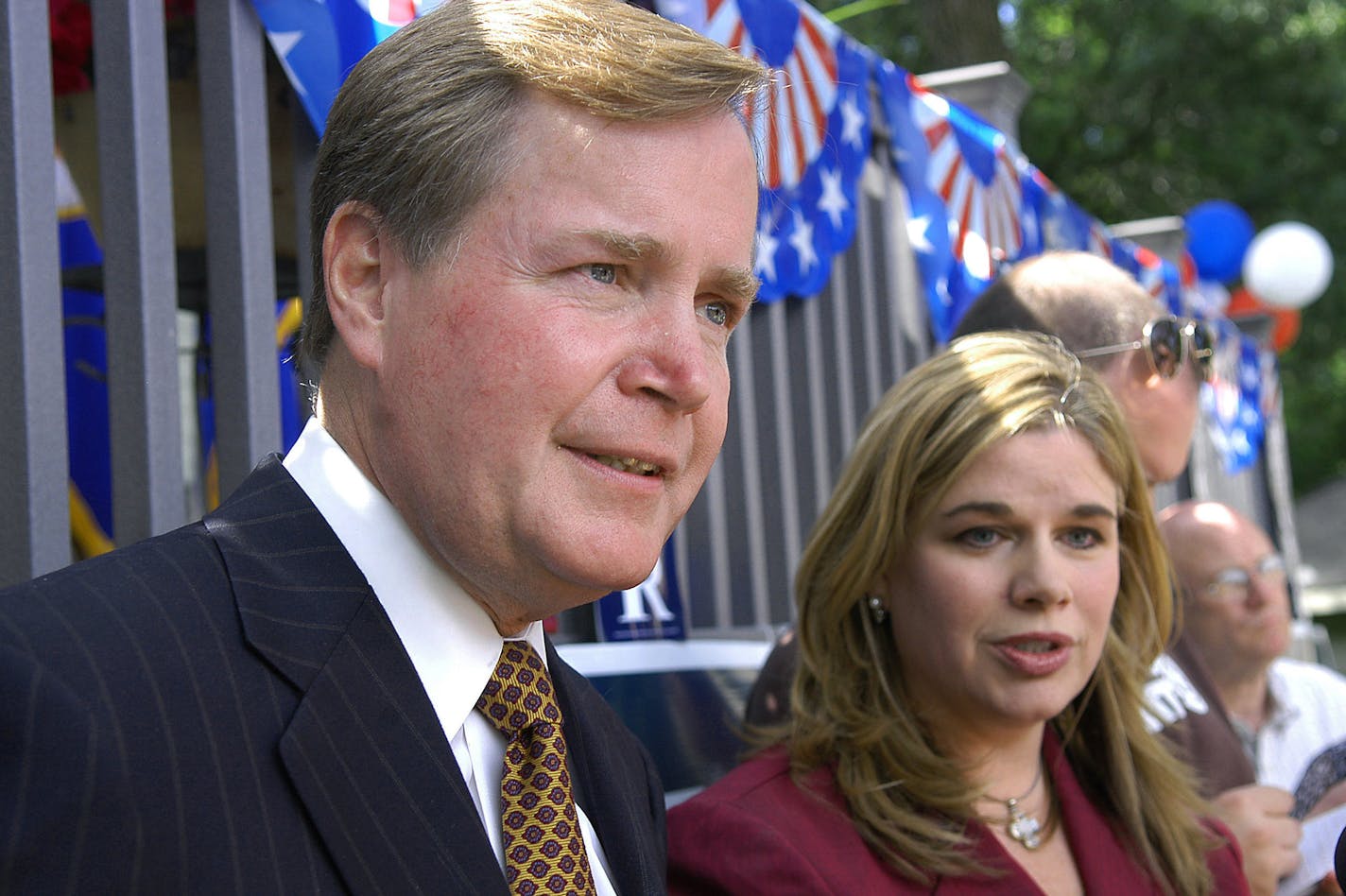 **FILE **Then Democrat gubernatorial candidate Mike Hatch, left, shown with running mate Judi Dutcher in Burnsville, Minn., in this June 25, 2006, file photo. Hatch, a former Minnesota attorney general who took a job under his successor, Attorney General Lori Swanson, after losing the campaign for governor, resigned Tuesday, May 1, 2007, amid a labor dispute that has roiled Minnesota's top law office. (AP Photo/Janet Hostetter) ORG XMIT: MP101