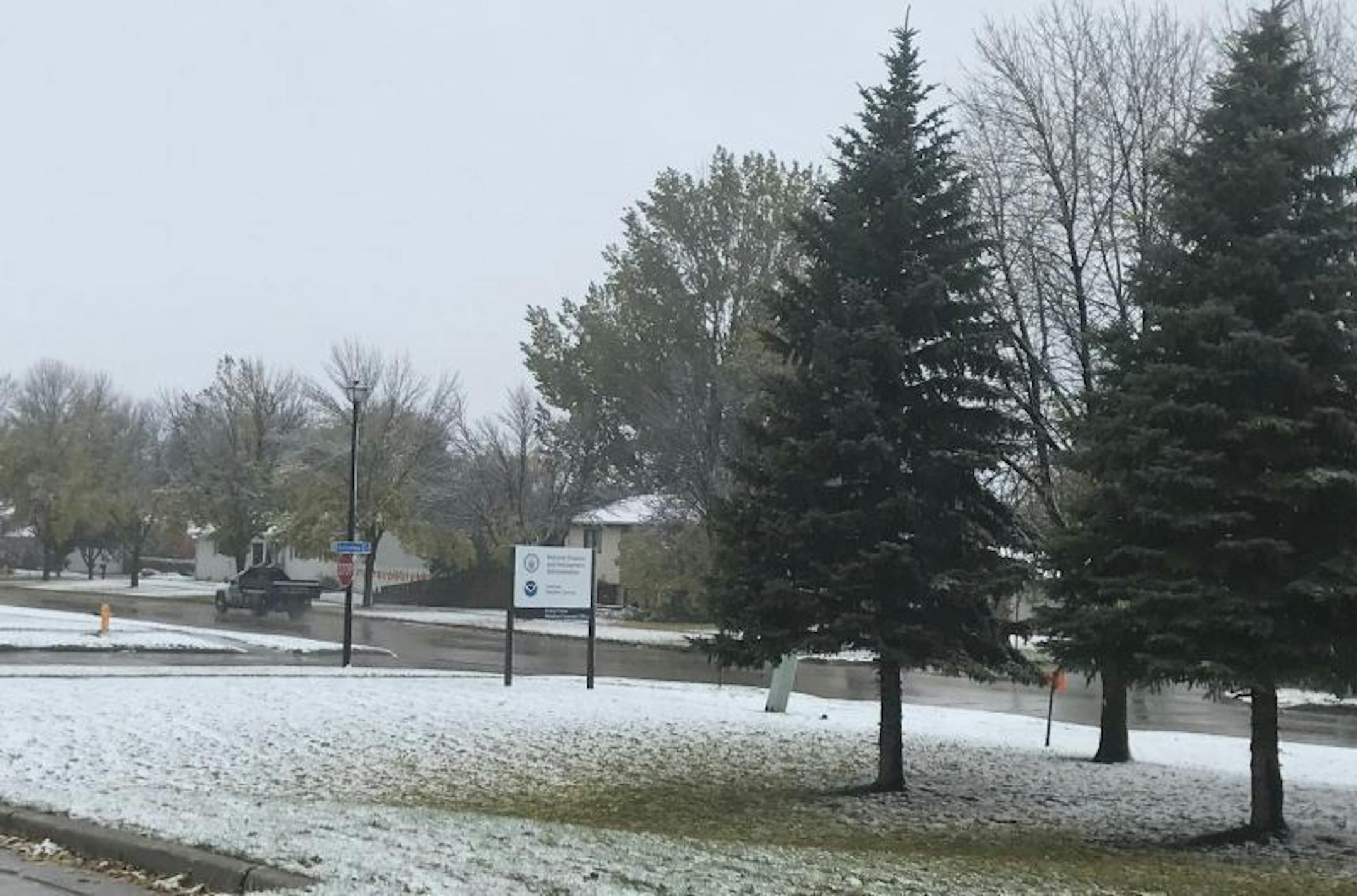 Meteorologists in Grand Forks didn't have to look far to find snow Wednesday.