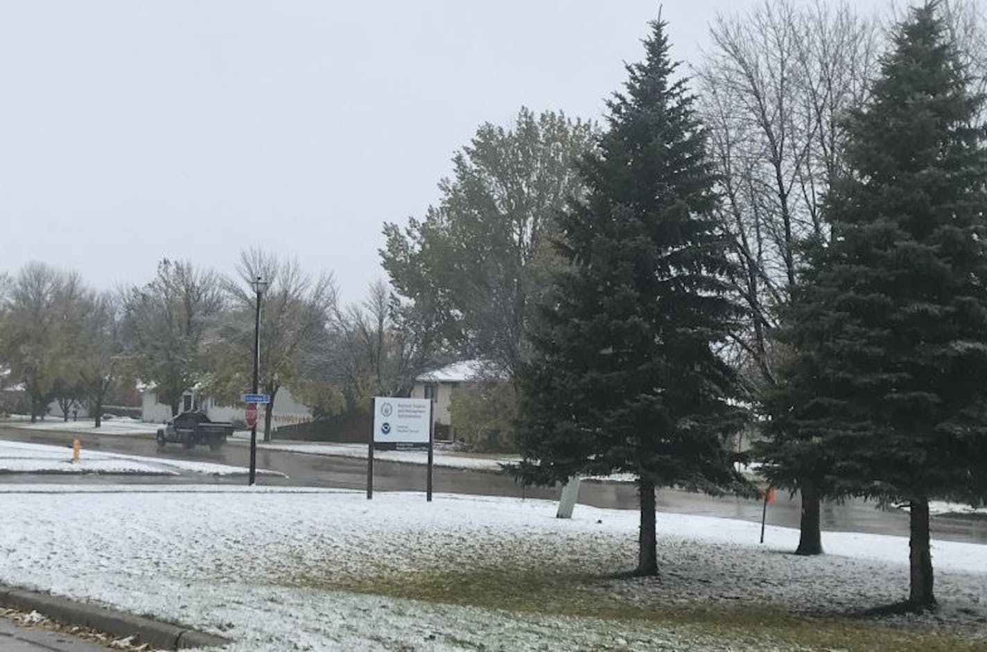 Meteorologists in Grand Forks didn't have to look far to find snow Wednesday.