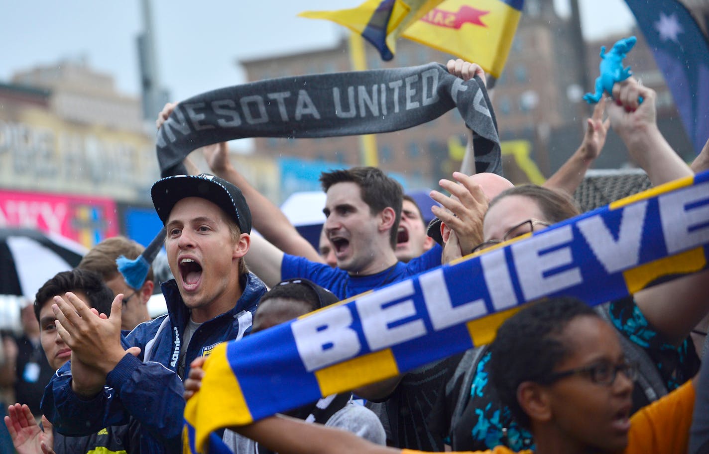 Minnesota United FC fans celebrated the franchise's move to the MLS during an announcement event at CHS Field in St. Paul in August.