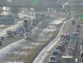 The scene captured by the traffic camera on Hwy. 169 in Shakopee as officials had lanes on the highway closed Thursday afternoon. Credit: MnDOT
