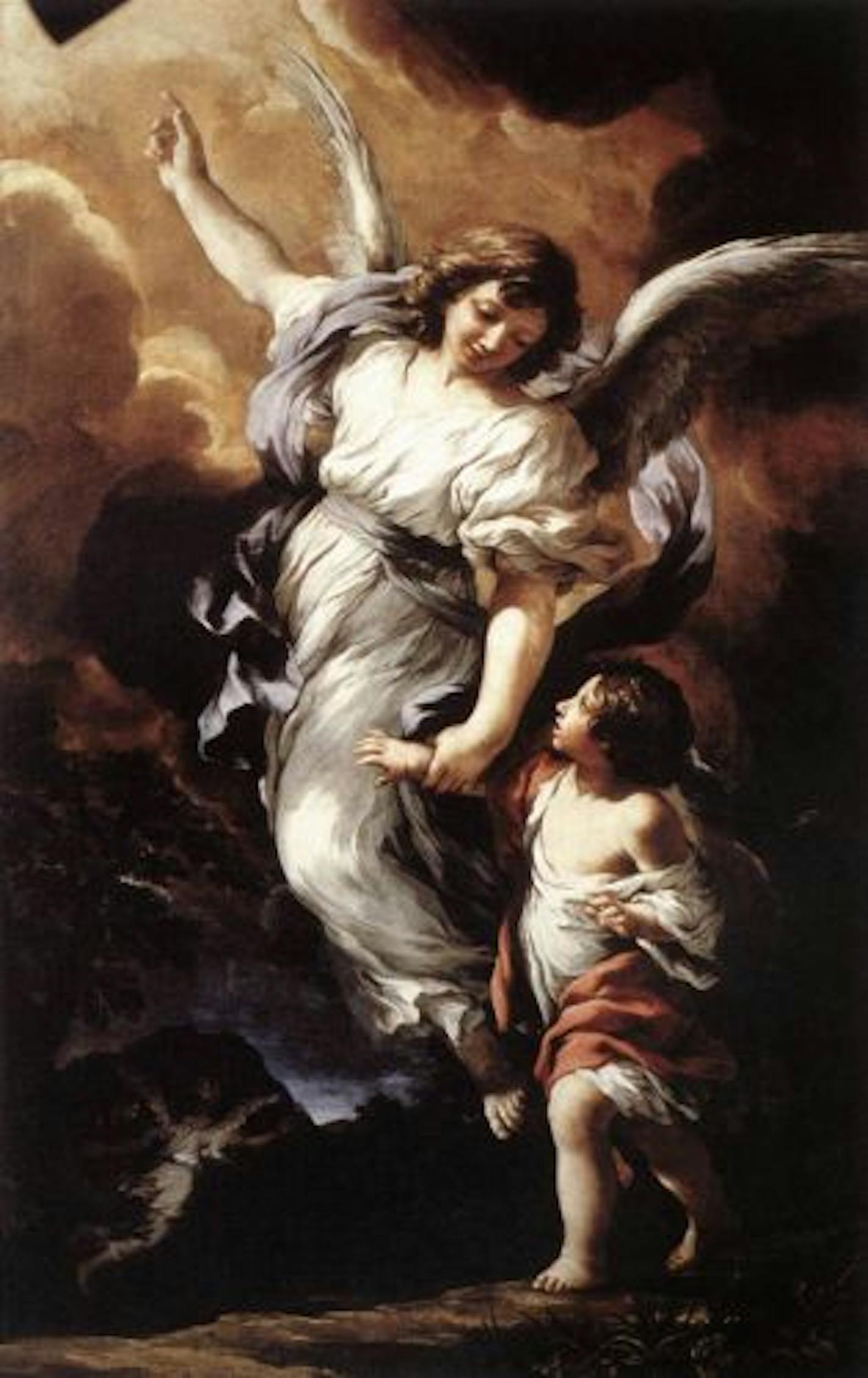 Guardian Angel, Pietro da Cortona, 1596-1669, oil on canvas Included in the book, The Glory of Angels by Edward Lucie-Smith