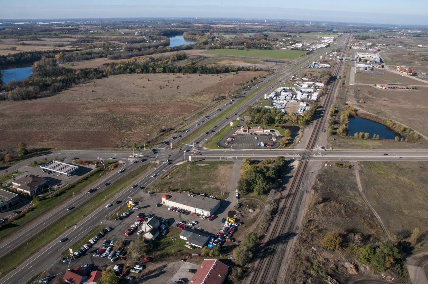 Traffic signals at the intersection of Hwy. 10 and Ramsey Boulevard in Ramsey would be replaced with a full interchange to alleviate bottleknecks that develop during peak periods.