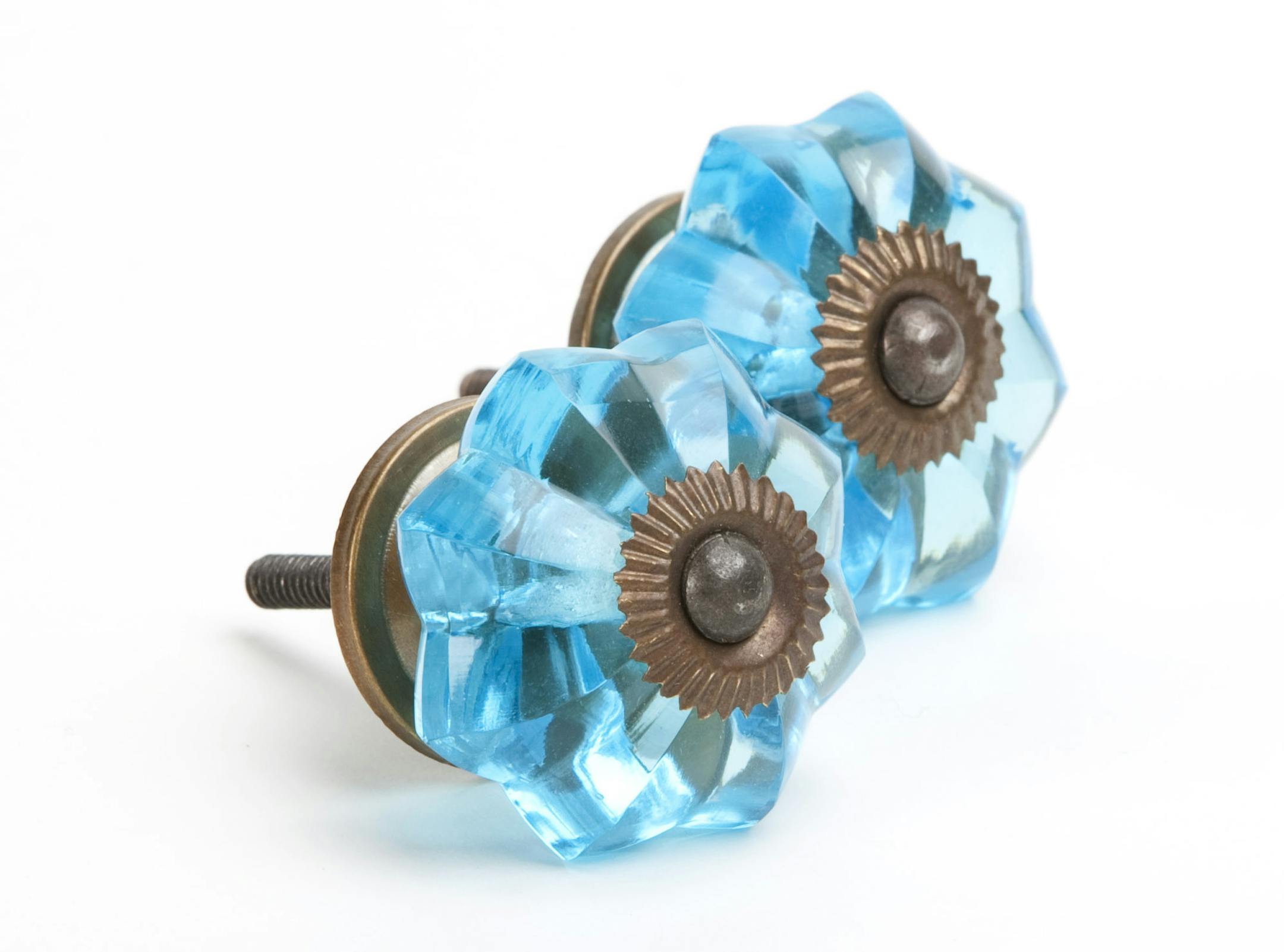 Turquoise, translucent knobs from World Market. (Kate Lucas/The Orange County Register/MCT) ORG XMIT: 1137713