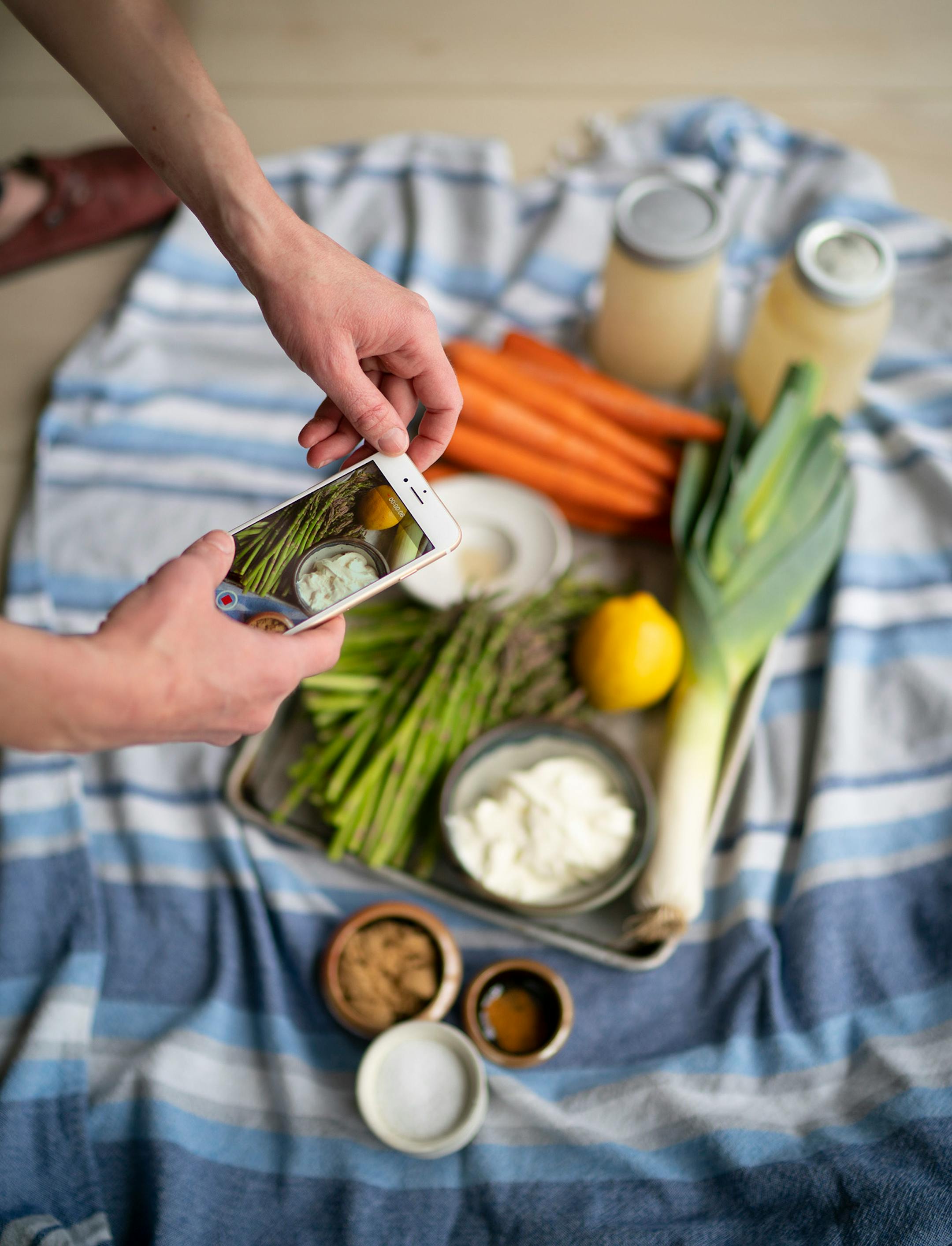 Karyn Tomlinson panned over her ingredients for a video shot of her mise en place, before she began the task of filming herself making two different pureed soups. Since the pandemic began, former Corner Table chef Karyn Tomlinson has been a prolific poster to Instagram, offering free cooking lessons with her show "Karyn's Quarantine Kitchen." She was photographed producing a segment on preparing pureed soups Thursday afternoon, April 23, 2020 in the kitchen of her condo.