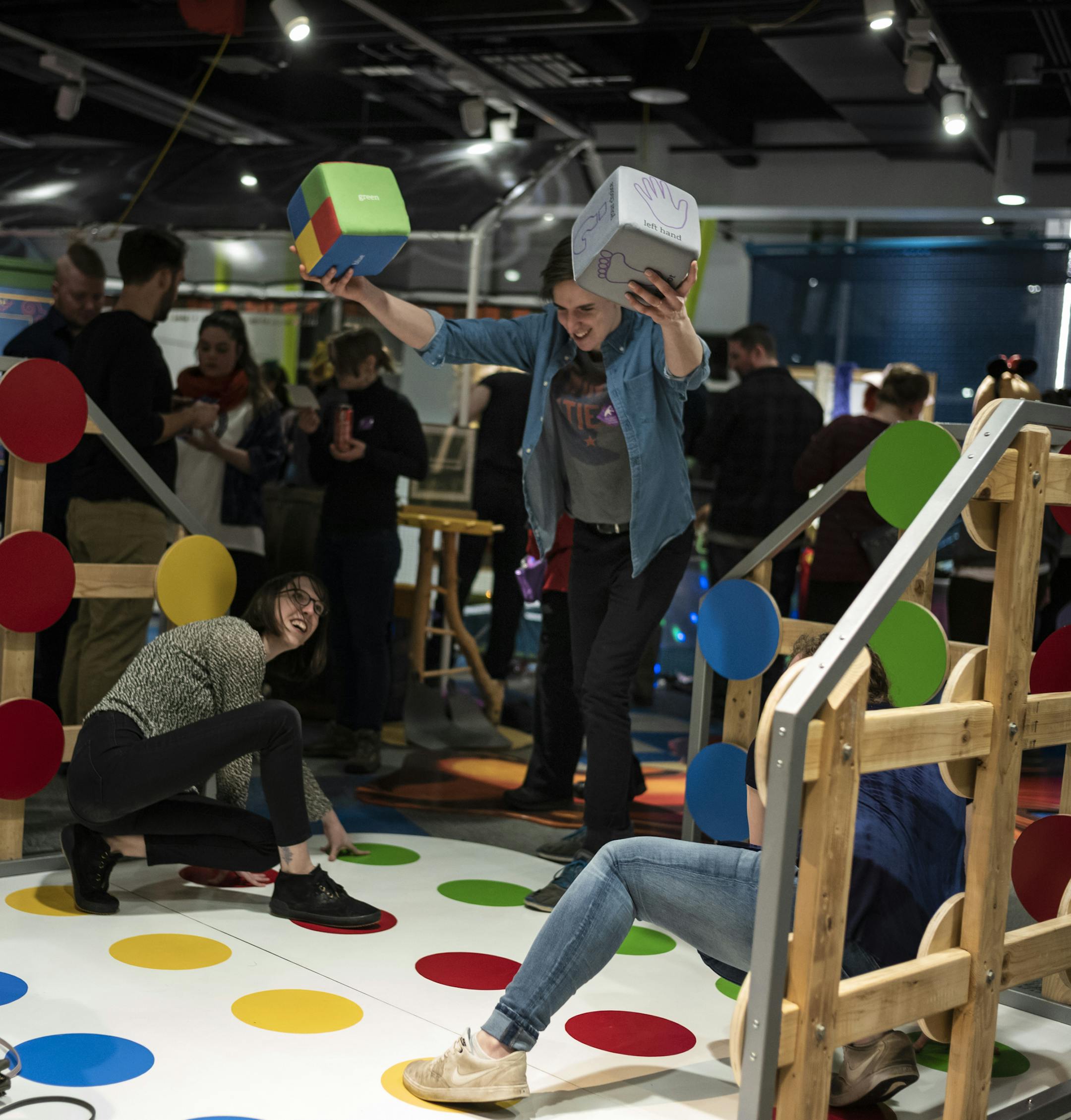 Giant 3-D Twister is one of the attractions for the kids at heart.
