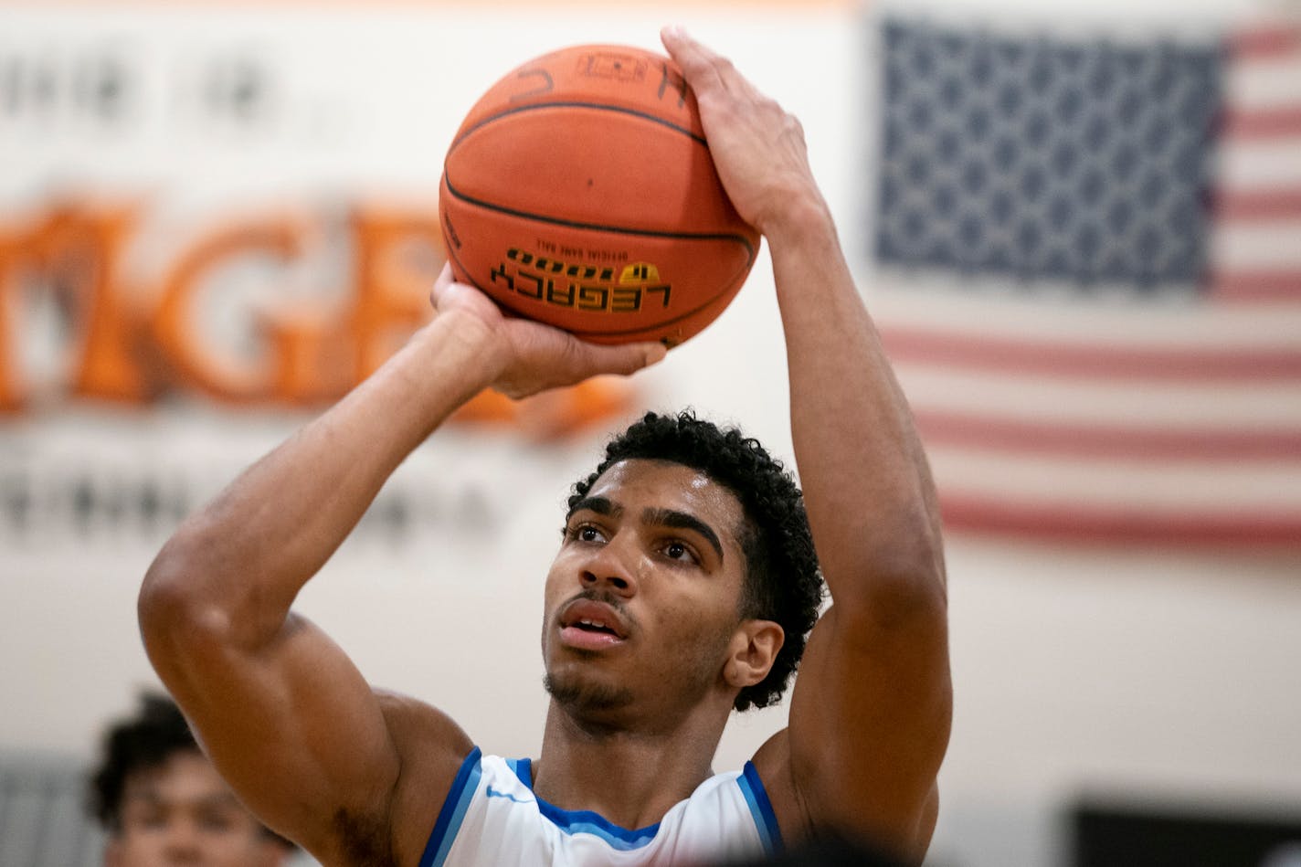 Bloomington Jefferson's Daniel Freitag (5) shoots the ball in the second half of a varsity boys basketball game against Minneapolis South Friday, Jan. 06, 2023 at Minneapolis South High School in Minneapolis, Minn.