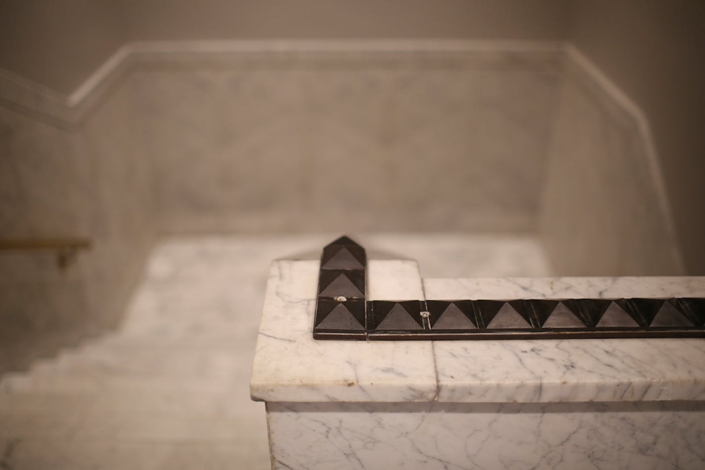 Original marble stairs and hallways were retained throughout the construction of the Embassy Suites in the Plymouth Building.