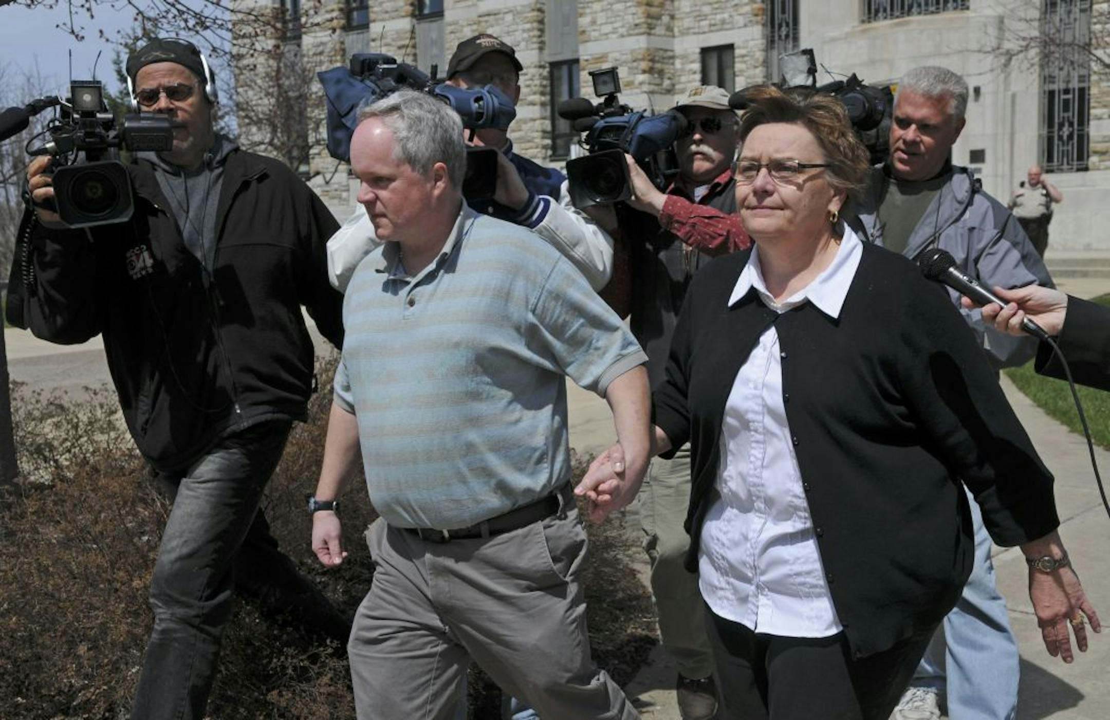 William Melchert-Dinkel and his wife, Joyce, entered the Rice County Courthouse in Fairbault, Minn., last Wednesday. He was sentenced in connection with encouraging young people to commit suicide.