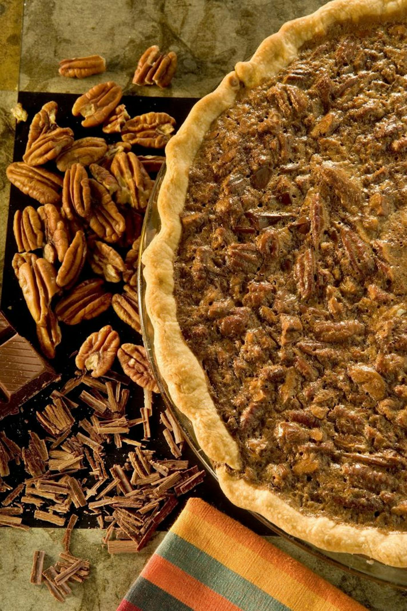 Using high-end chocolate will make chocolate pecan pie taste even better.