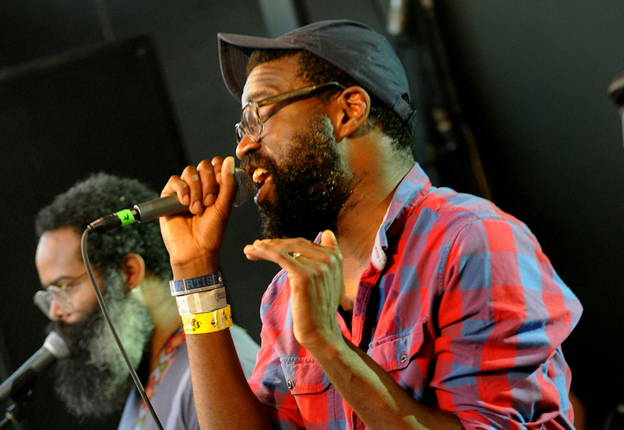 Kyp Malone, left, and Tunde Adebimpe of TV On The Radio at South by Southwest in March.