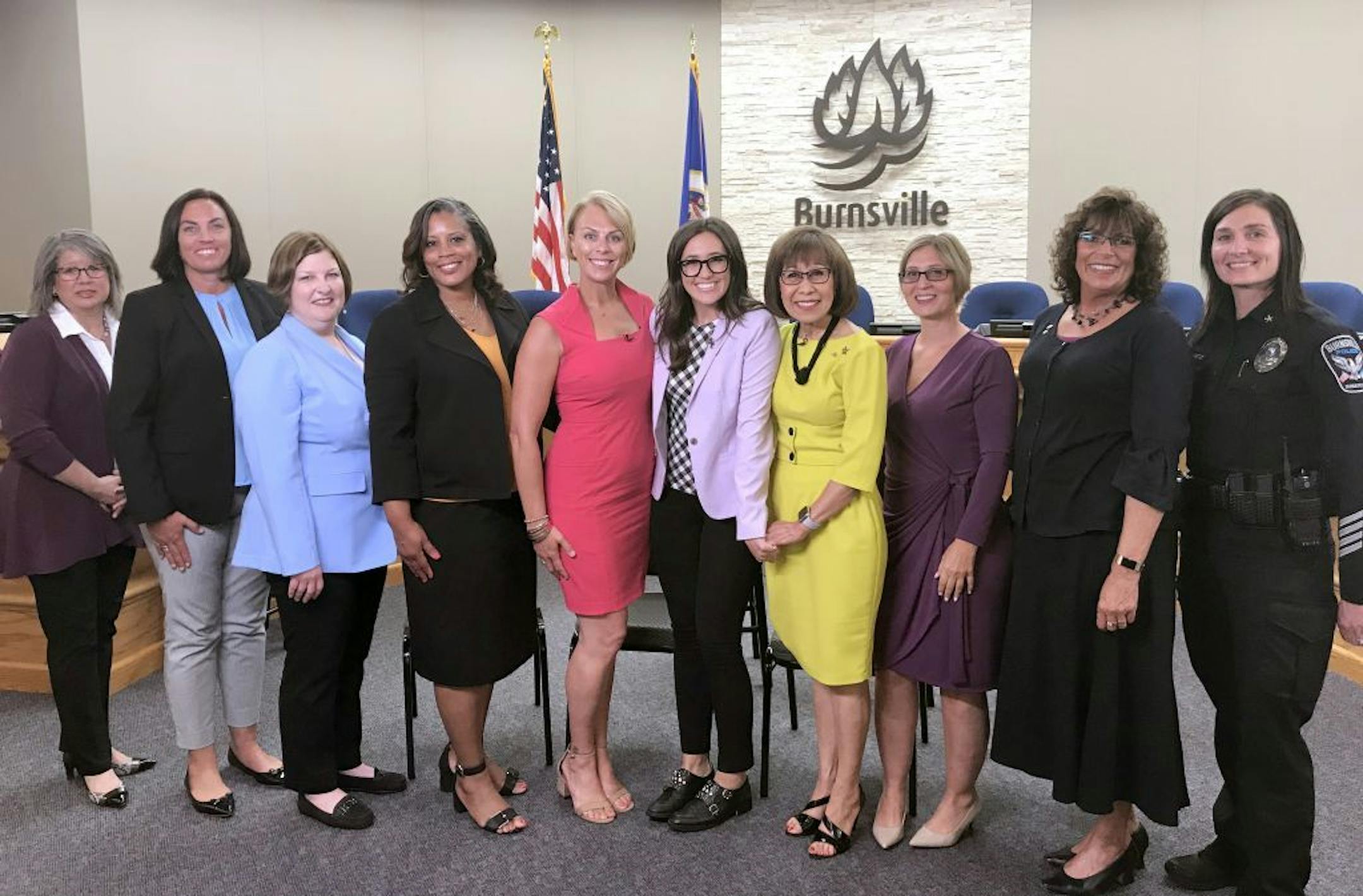 Burnsville's women leaders gathered last week for an interview with the Today Show. L to R, they are Jennifer Harmening, Burnsville Chamber of Commerce President; Amie Burrill, executive director of the Burnsville Convention and Visitors Bureau; Abigail Alt,chairwoman of the Burnsville-Eagan-Savage school district; Theresa Battle, superintendent of the Burnsville-Eagan-Savage school district; Melanie Mesko Lee, Burnsville City Manager; Savannah Sellers, 3rd Hour of TODAY Correspondent; Burnsvill