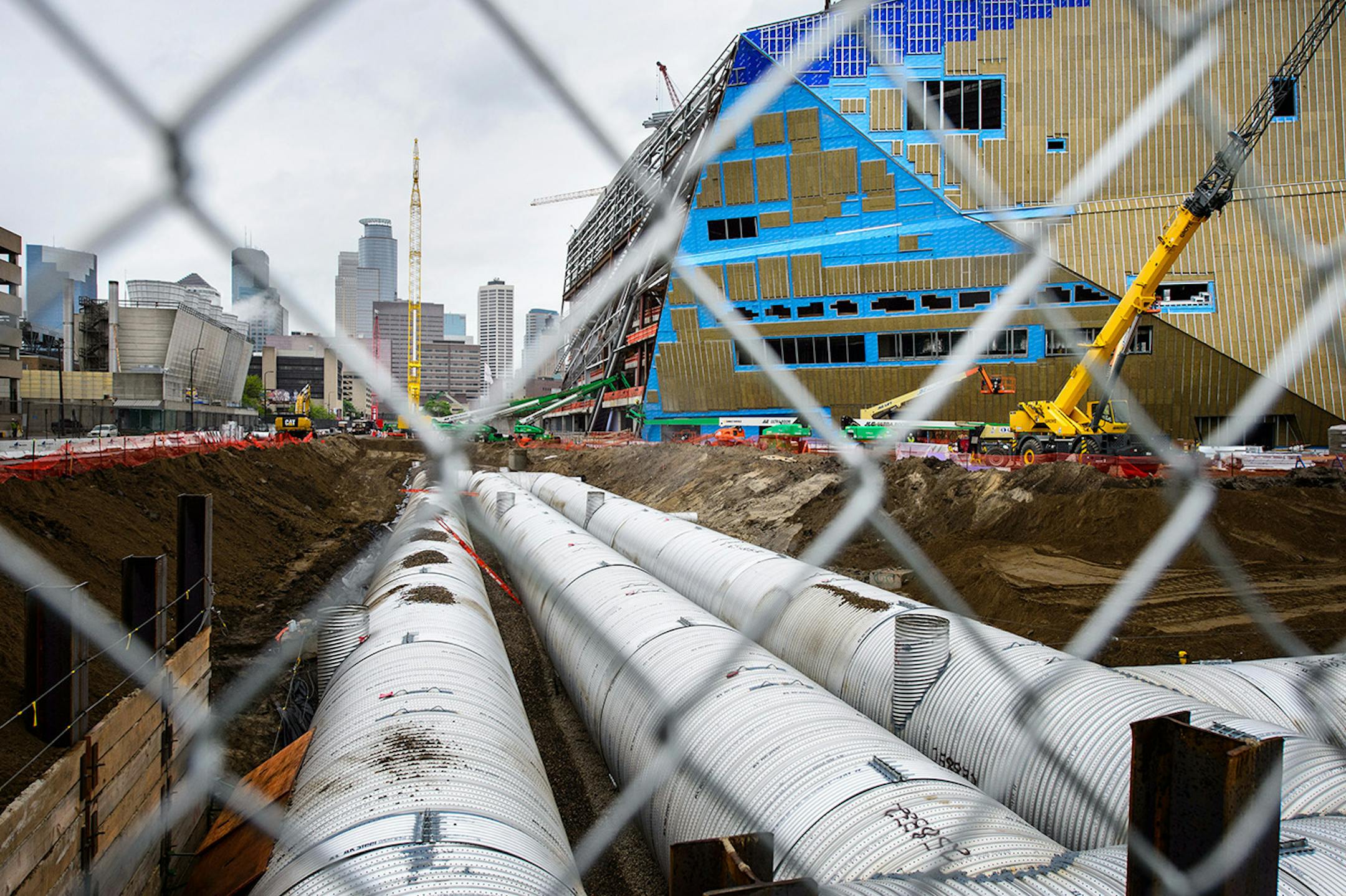 The new Vikings stadium under construction. Thursday, May 14, 2015 Construction update of the new Vikings stadium, Minneapolis, MN