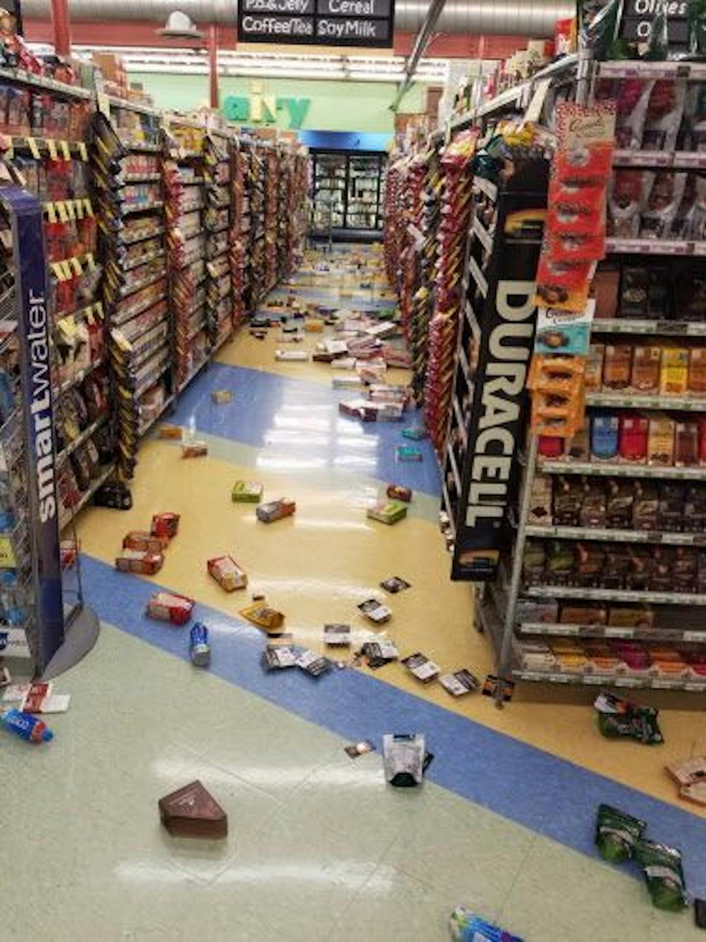 This photo provided by David Harper shows merchandise that fell off the shelves during an earthquake at a store in Anchorage, Alaska, on Friday, Nov. 30, 2018. Back-to-back earthquakes measuring 7.0 and 5.8 rocked buildings and buckled roads Friday morning in Anchorage, prompting people to run from their offices or seek shelter under office desks, while a tsunami warning had authorities urging people to seek higher ground.