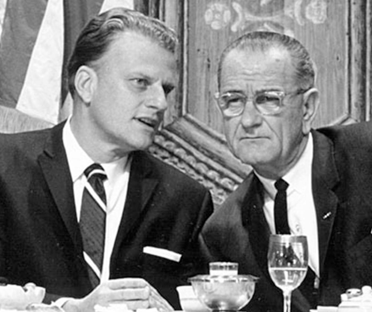 Billy Graham with President Lyndon B. Johnson in an undated photo. (Graham archive/TNS) ORG XMIT: 1224182