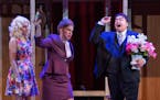 Emily Sue Bengtson, Caitlin Burns and Ernest Briggs in Artistry's production of "Noises Off."