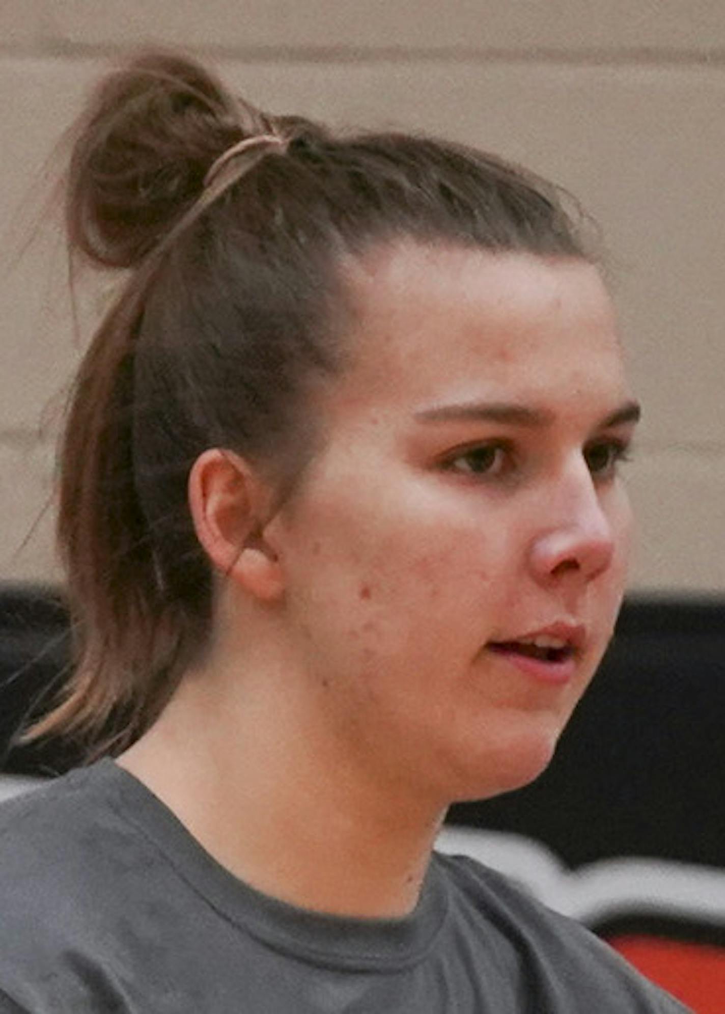 Sophie Hart waited her turn in a drill during a captain's practice last month. ] JEFF WHEELER &#x2022; Jeff.Wheeler@startribune.com Farmington High School junior center Sophie Hart is one of the state's leading recruits. She worked out with teammates at a captain's practice in the high school gym Sunday night, October 27, 2019 in Farmington.