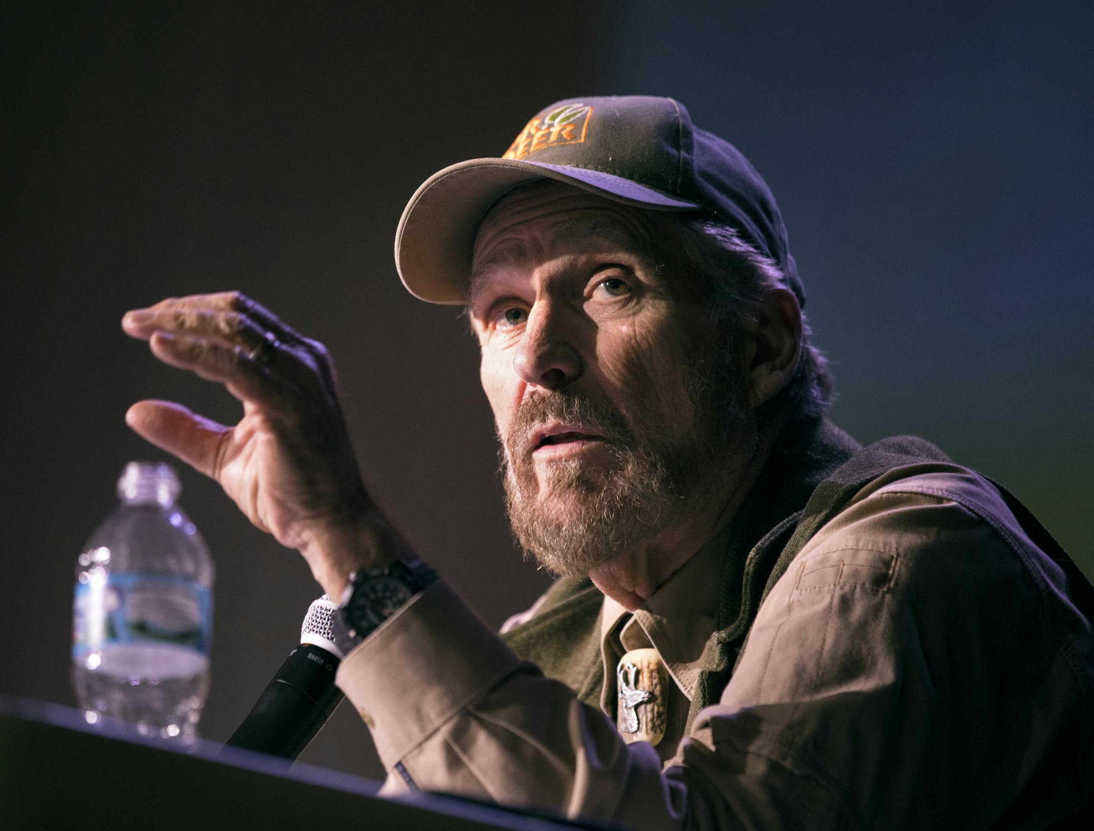 James Kroll (top), also known as “Dr. Deer,” said he opposed the mass kills states have used to combat chronic wasting disease. His remarks to a crowd in Chatfield, Minn., came at a time the Minnesota DNR is working to contain the disease.