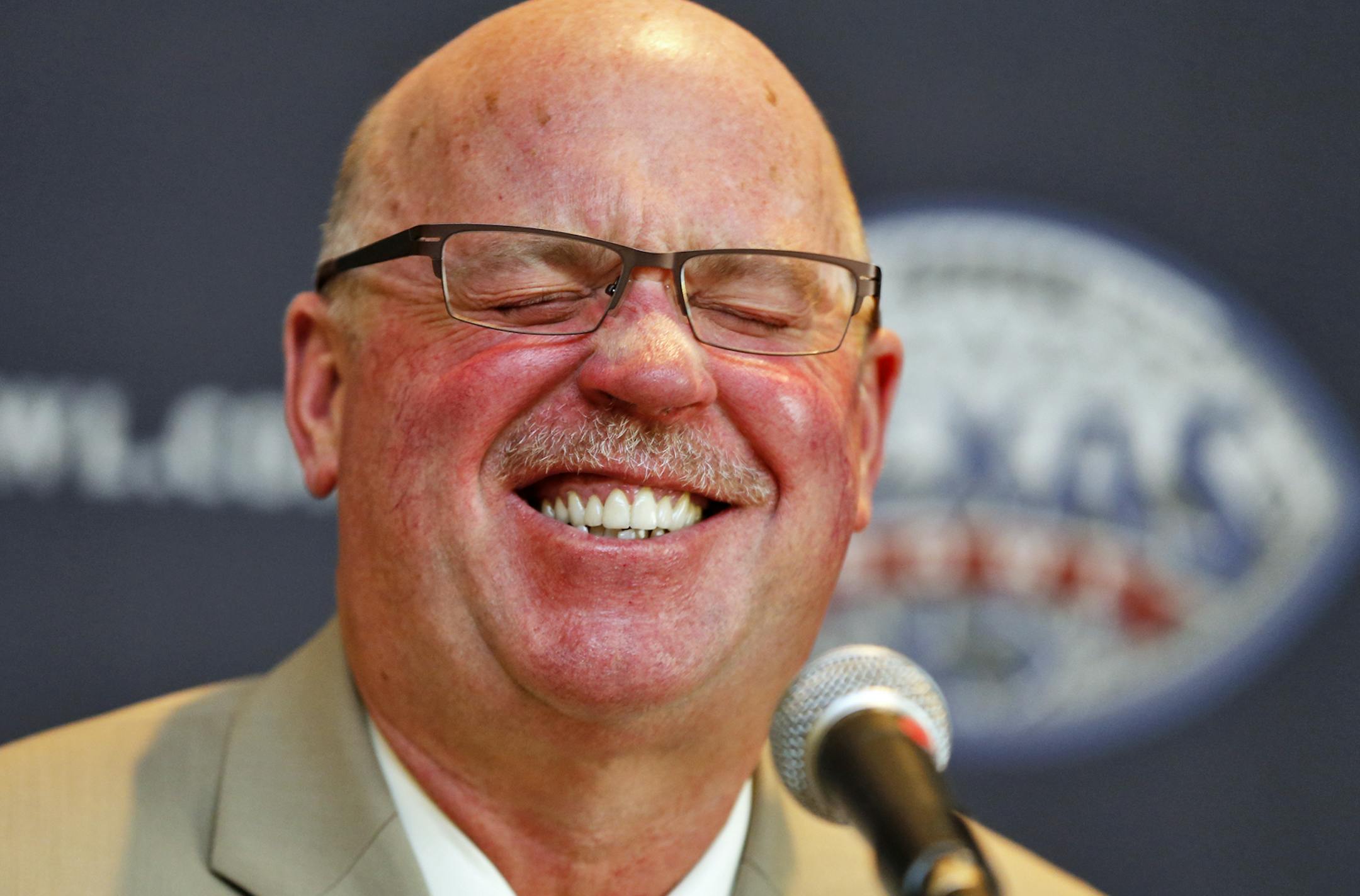 Kill enjoyed a lighter moment while answering questions at a Texas Bowl news conference.