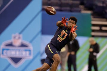 One NFL Mock Draft, by ESPN's Mel Kiper Jr., has the Minnesota Vikings selecting receiver JuJu Smith-Schuster from USC. (AP Photo/David J. Phillip)